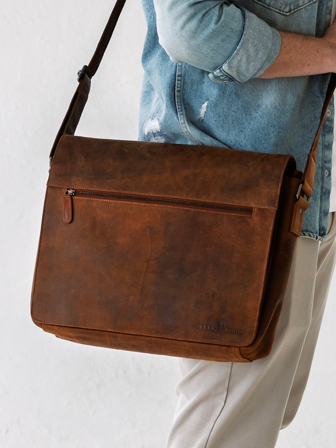 Pánská kožená taška přes rameno Greenwood Martin – hnědá